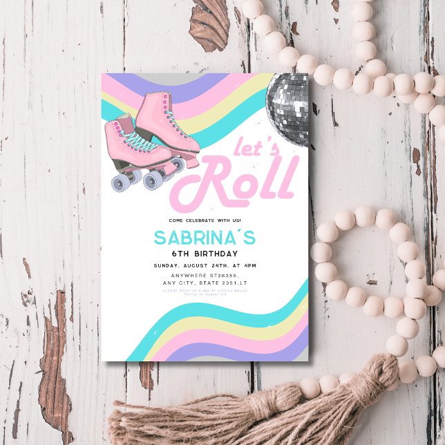 Invitation Super Retro Roller Sking fête d'anniversaire (Créateur téléchargé)