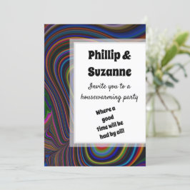 Invitation Super Retro Vibe Coloré Fractal Stripes Motif