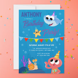 Invitation Super simple | Finny Shark Ocean Anniversaire