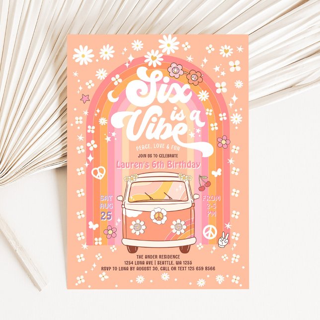 Invitation Super Six est un Vibe Van Bus 6e anniversaire (Créateur téléchargé)