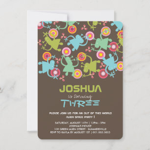 Invitation Super Space Aliens Enfants Garçon Anniversaire Inv