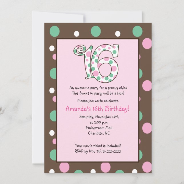 Invitation SUPER Sweet 16 Seize Anniversaire (Devant)