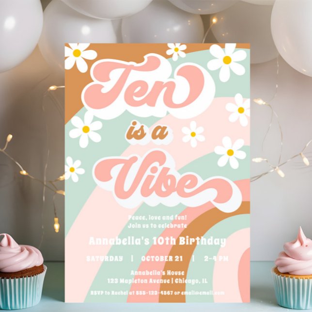 Invitation Super Ten est un Vibe rétro pastels 10e anniversai (Créateur téléchargé)