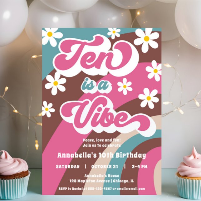 Invitation Super Ten est une Vibe rose turquoise fille 10e an (Créateur téléchargé)