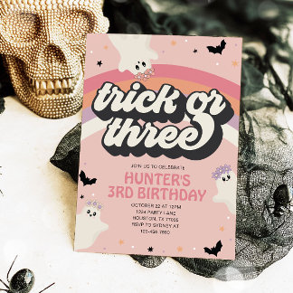 Invitation Super Trick ou trois filles 3e anniversaire Hallow