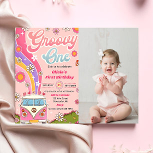 Invitation Super Un arc-en-ciel Floral 1er anniversaire de fê