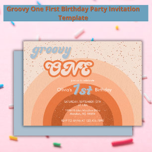 Invitation Super Un Premier Anniversaire Fille Parti Rétro