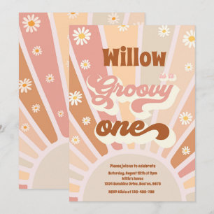Invitation Super Une Hippie 1er Anniversaire Sunshine Daisy