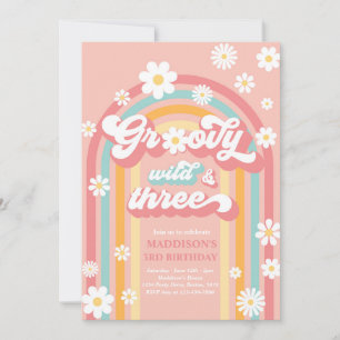 Invitation Super Wild Et Trois Boho Daisy Rainbow Anniversair