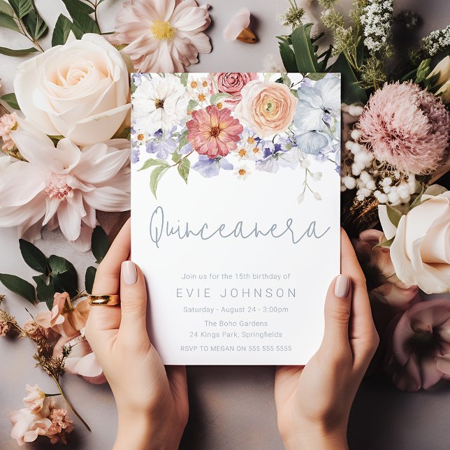 Invitation Superbe Botanique Arc Floral Parti Quinceanera (Créateur téléchargé)
