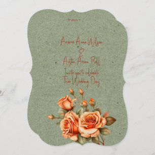 Invitation Superbe Bouquet Mariage orange et vert