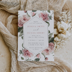 Invitation Superbe couleur rose pâle Aquarelle Mariage Floral