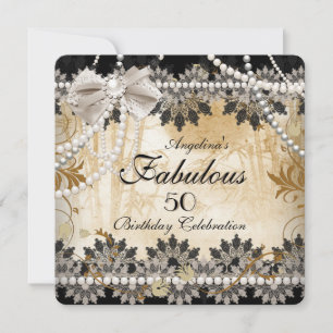Invitation Superbe dentelle noire crème beige florale asiatiq