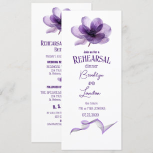 Invitation Superbe Dîner de répétition de fleurs violettes