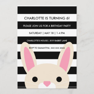 Invitation Superbe Lapin  Grèves  Anniversaire