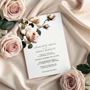 Invitation Superbe Mariage de Rose d'huile beige