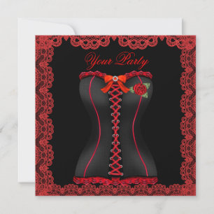 Invitation Superbe Soirée Corset Rouge à Dentelle