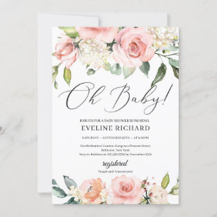 Invitation Superbe verdure fleurie rose et rougeoyante boho O