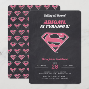 Invitation Supergirl Logo Girls Chalkboard Anniversaire