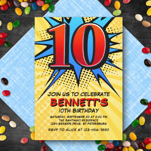Invitation Superhero 10e anniversaire