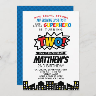 Invitation Superhero 2e anniversaire