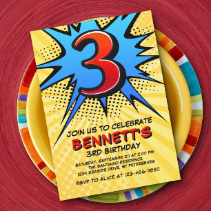Invitation Superhero 3e anniversaire