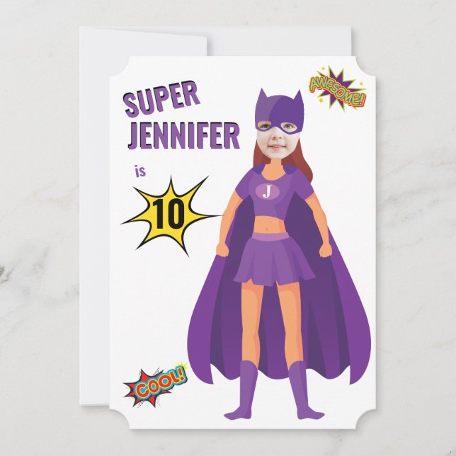Invitation Superhero anniversaire Awesome Fab Extraordinaire (Devant)