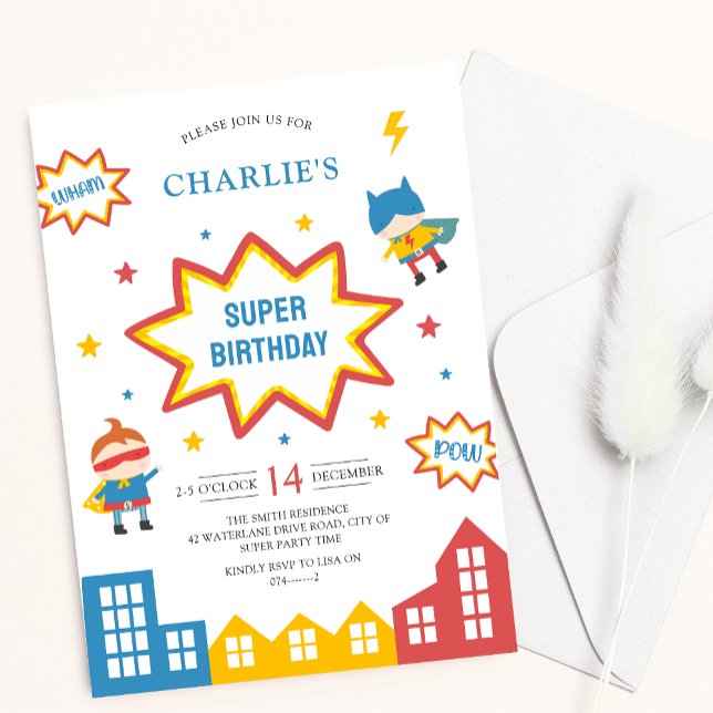 Invitation Superhero Anniversaire de enfant Party (Créateur téléchargé)