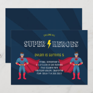 Invitation Superhero Boys Comédie Livre Anniversaire