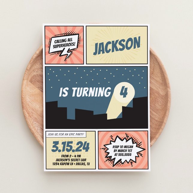 Invitation Superhero Comic Book Boy Birthday (Créateur téléchargé)