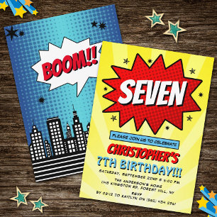 Invitation Superhero Comic Book N'importe quel âge Anniversai