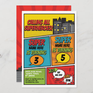 Invitation Superhero Comic pour les garçons
