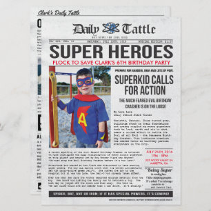 Invitation Superhero Newspaper - 6,5 x 8,75
