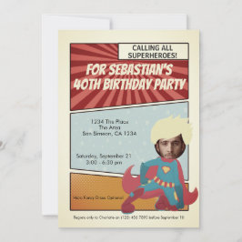 Invitation Superhero Old Comic Birthday Party (blond)