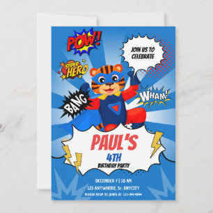 Invitation Superhero Theme Anniversaire de enfant Party