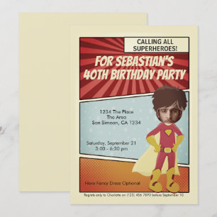Invitation Superhero Vieux comique Nouveauté Anniversaire