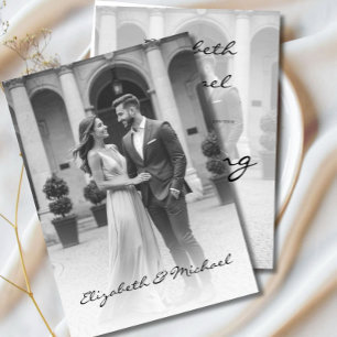 Invitation Superposition photo moderne Elégant Mariage noir b