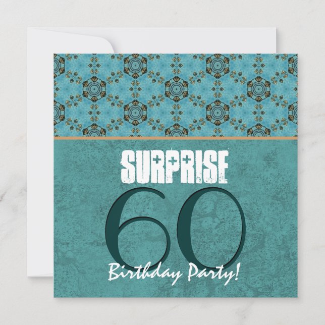Invitation SUPRISE 60e anniversaire Aqua et Modèle Turquoise (Devant)