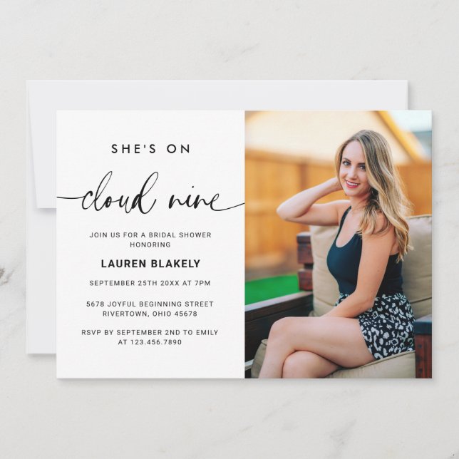 Invitation Sur Cloud 9 Fête des mariées photo (Devant)