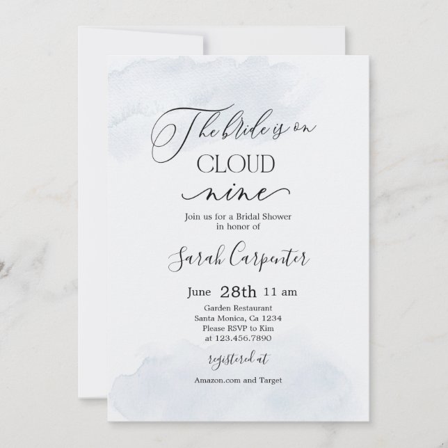 Invitation Sur Cloud Neuf Fête des mariées bleu Dusty (Devant)