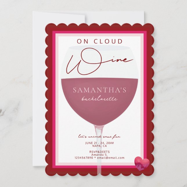 Invitation Sur Cloud Wine Wineme Thème Napa Bachelorette Part (Devant)