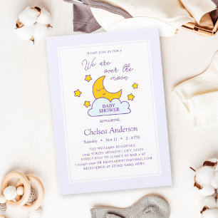 Invitation Sur la Lune et les étoiles Baby shower neutre pour