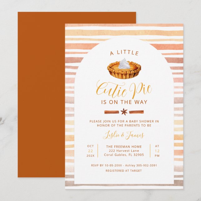 Invitation sur le Baby shower à tarte Little Cutie (Devant / Derrière)