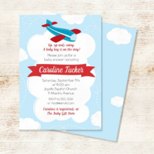 Invitation sur le Baby shower d'avion de Little Av