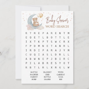 Invitation Sur le Baby shower de la Lune Recherche de mot Car