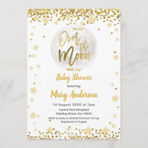 Invitation Sur Le Baby shower De L'Or De La Lune