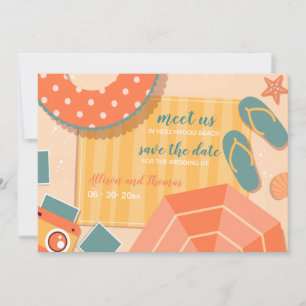 Invitation Sur le sable, annonce de sauvegarde de la date