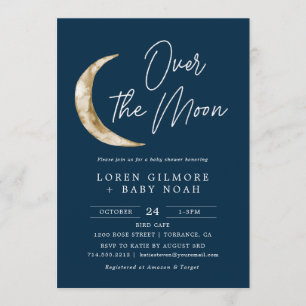 Invitation Sur Le Thème De La Lune Baby shower Indigo
