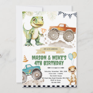 Invitation sur le thème des dinosaures de camion m