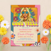 Invitation sur le thème rétro groovy hippie des an